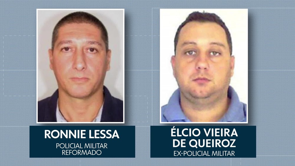 Ronnie Lessa, apontado como autor dos disparos contra Marielle, e Élcio Queiroz, suspeito de dirigir o carro — Foto: Reprodução/TV Globo